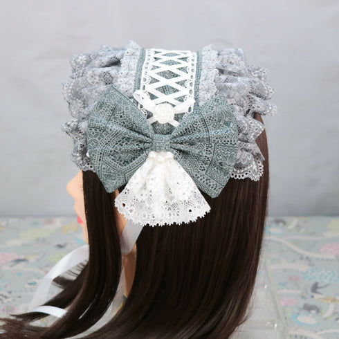 グレー×ホワイト ヘッドドレス